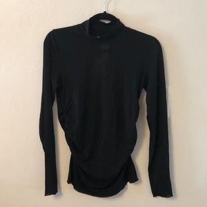 NWT Aritzia Wilfred Black Mesh Mockneck Shirt